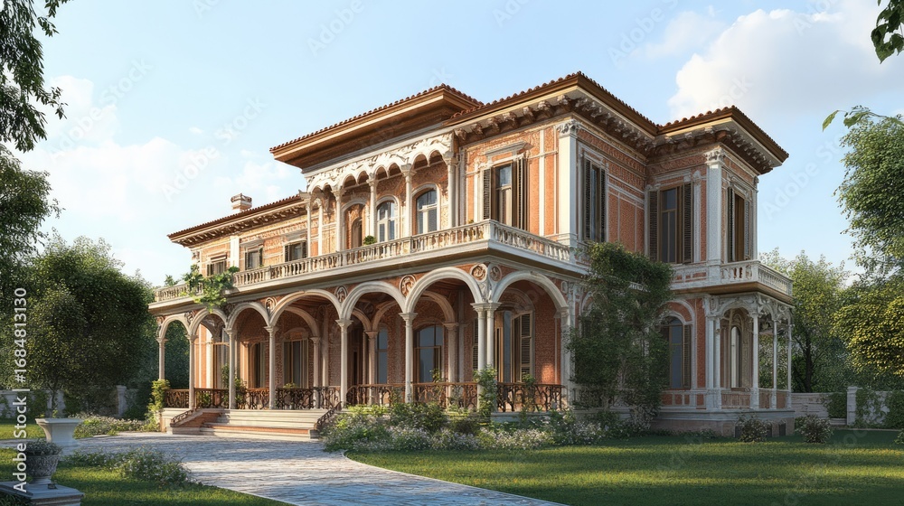 Obraz premium Grand Italianate Mansion Architectural Rendering