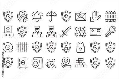 Vector collection of security and safety protection icons