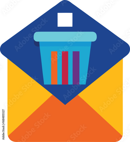 Email icon with a trash can inside, symbolizing email deletion or spam