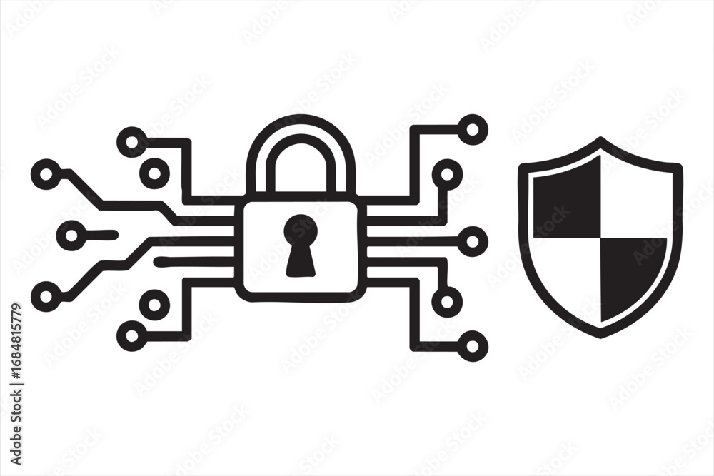 Obraz premium Digital encryption and secure network concept icon design