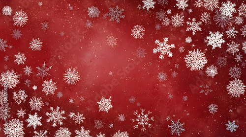 red christmas background with snowflakes