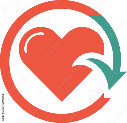 Red heart with circular arrow