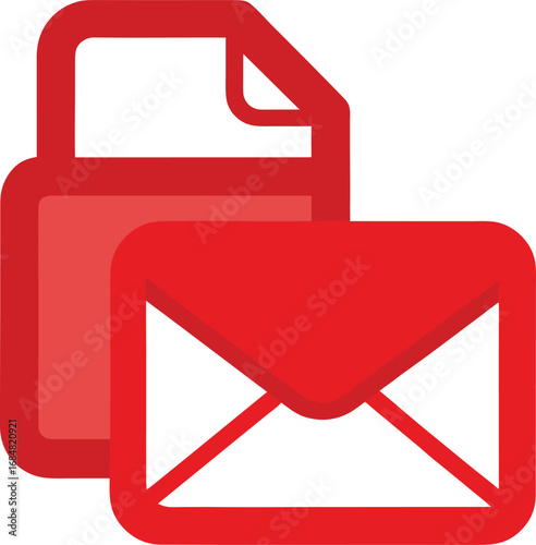Red email and document icons