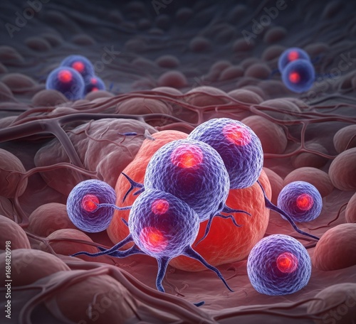 Leukemia Patient Illustration with Blue Awareness Ribbon