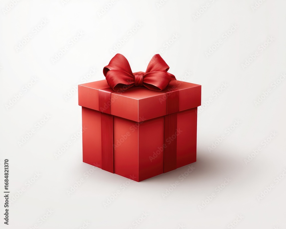 Obraz premium Red gift box with a ribbon bow