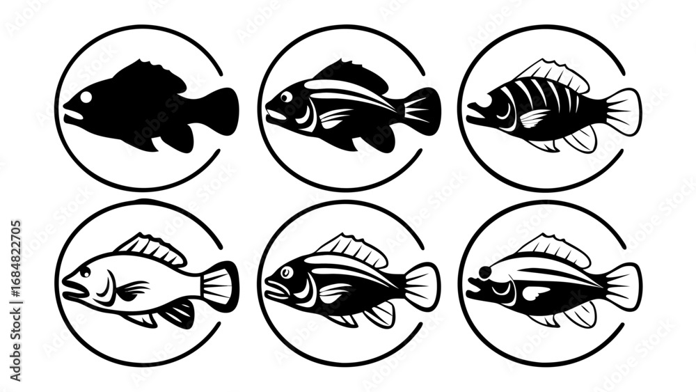 Fototapeta premium rockfish-fish-icon-set (1)