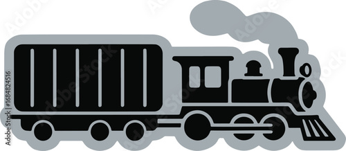 Simple Silhouette of a Steam Train with Cargo
