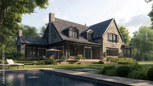 Wallpaper Mural Luxurious country house with swimming pool and garden Torontodigital.ca