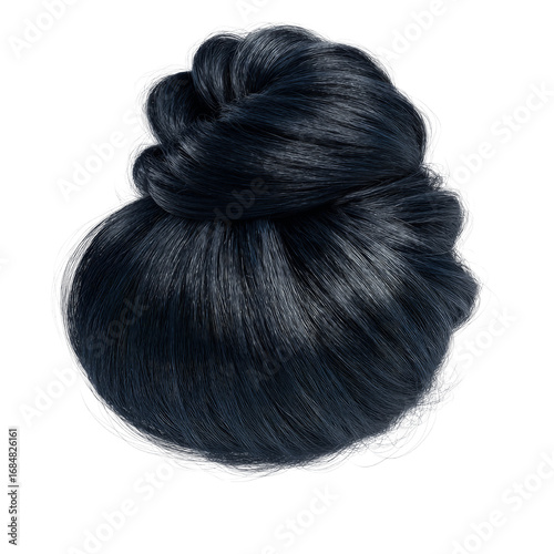 Sleek Dark Hair Bun, Elegant Updo Hairstyle