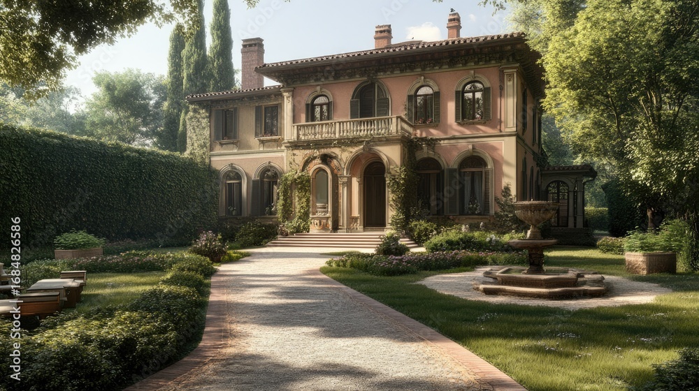 Fototapeta premium Italian Villa Estate: Architectural Masterpiece
