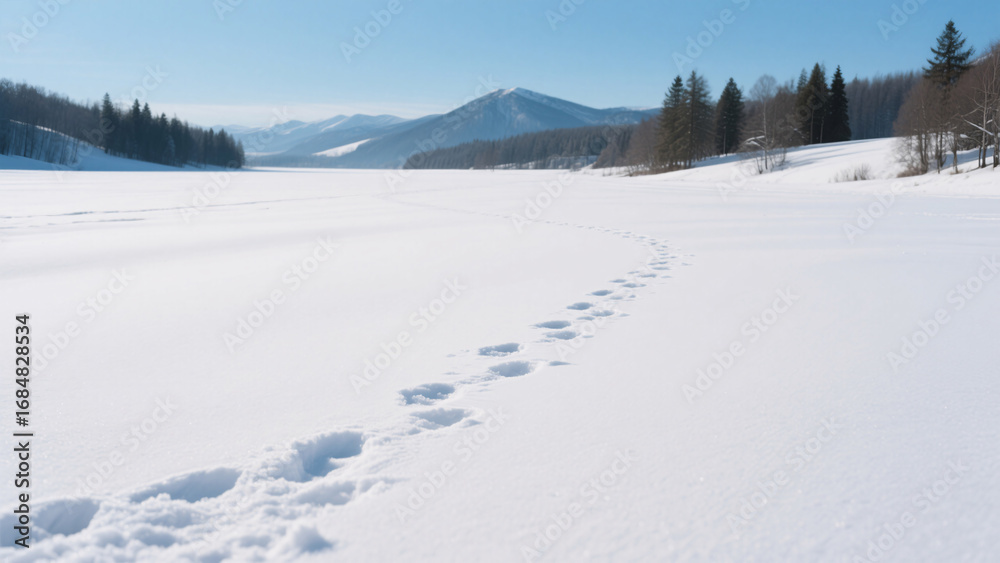 Obraz premium Footprints in the snow
