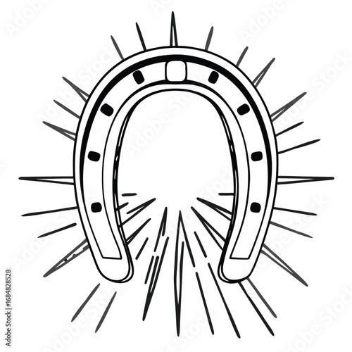 A radiant horseshoe with emanating lines creates a striking symbol of luck and positive energy isolated on white background illustration of a horseshoe