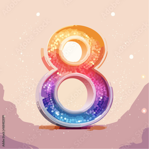 Numeri e Lettere Colorati con Effetto Glitter – Alfabeto e Cifre in Stile Artistico e Brillante