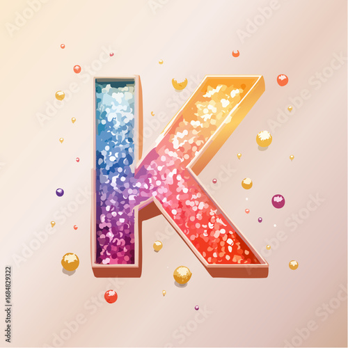 Numeri e Lettere Colorati con Effetto Glitter – Alfabeto e Cifre in Stile Artistico e Brillante