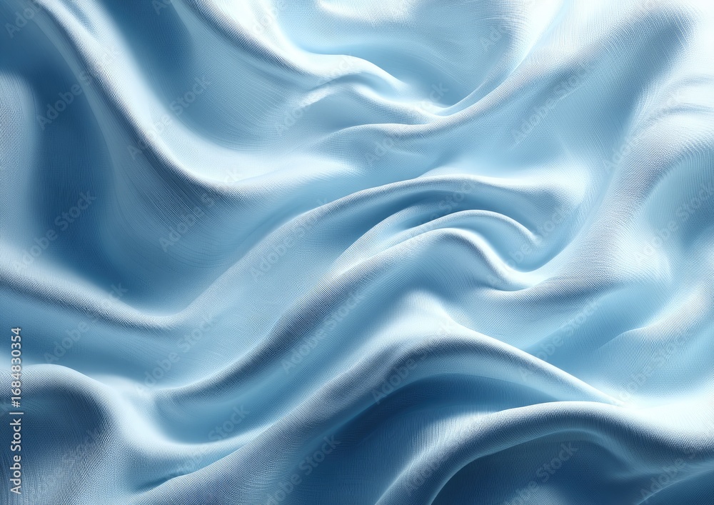 Obraz premium Light blue silk fabric, draped in soft folds