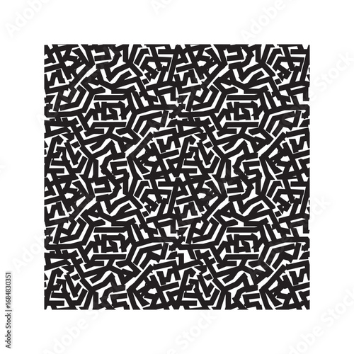 Seamless abstract geometric pattern. Black and white tribal maze with angular lines. Modern vector background.
