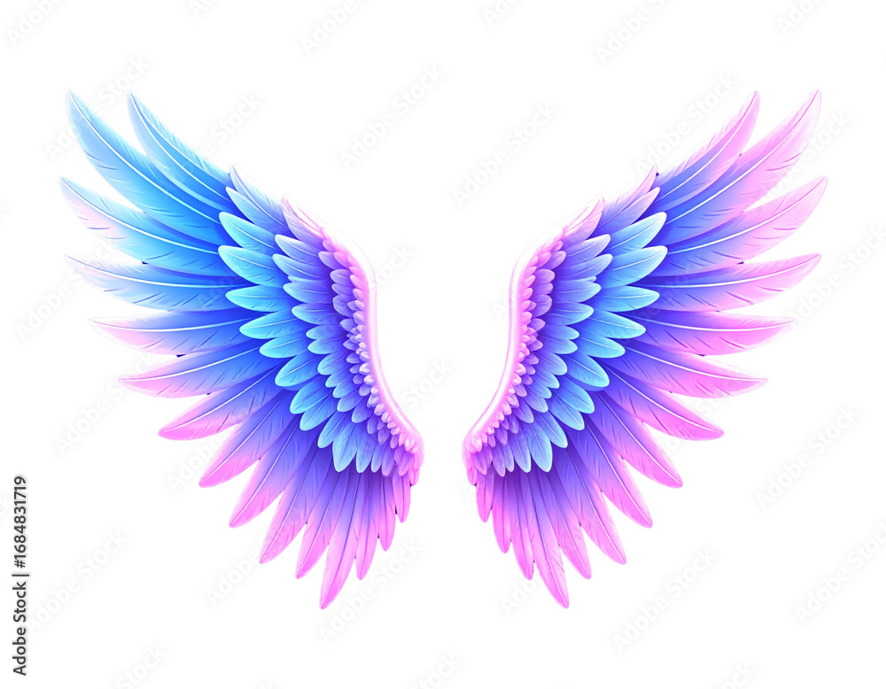 Obraz premium Illustration of colorful angel wings isolated on white background