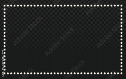 Black rectangular frame with a dotted white border, resembling a classic marquee or light-bulb sign. Perfect for posters, advertisements, banners, invitations, and digital displays.