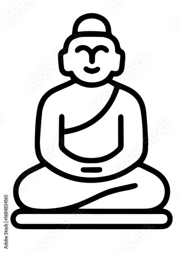 Meditating Buddha statue line art symbol