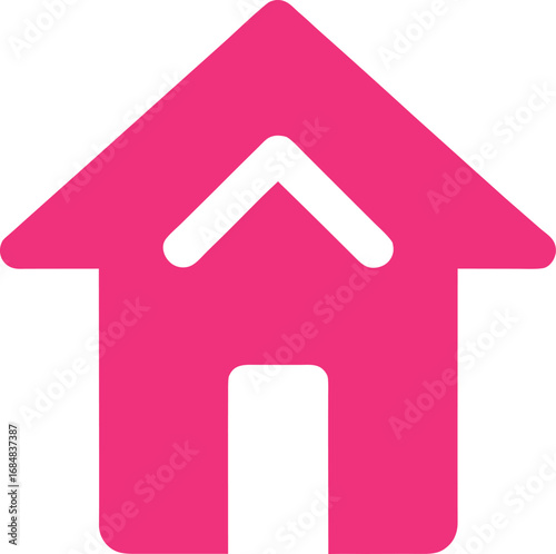 Pink house icon with an upward arrow inside