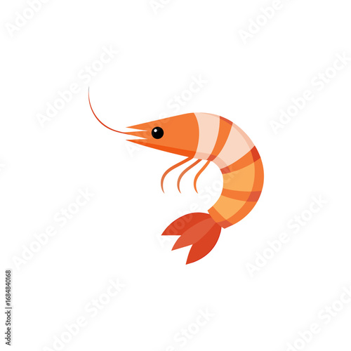 Orange Prawn Vector Icon for Seafood, Marine, and Ocean Design Illustration