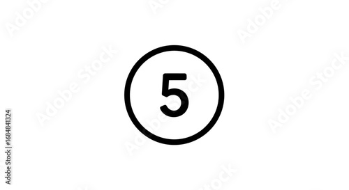 Minimalist number five icon in circular outline for modern design