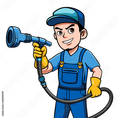 Character of a car washer, for logo and mascot design