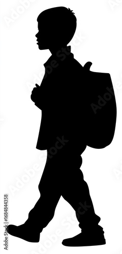 Silhouette of a Boy Walking with a Schoolbag, for Education and Children - Related Design Scenarios