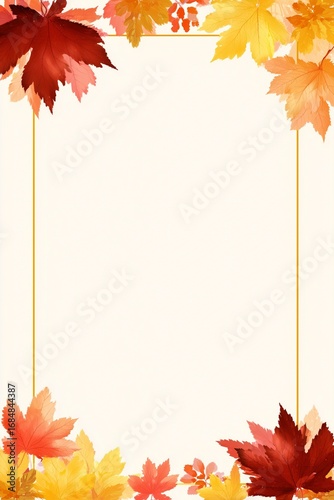 Autumn Maple Leaf Border Illustration for Greeting Cards, Invitations, Decoration and Other Scenarios