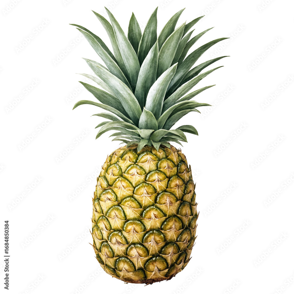 Fototapeta premium Whole pineapple tropical fruit isolated