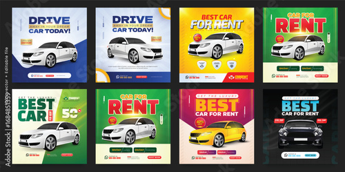 Car Rental Promotion Social Media Post Template. Automotive Car Advertising Poster