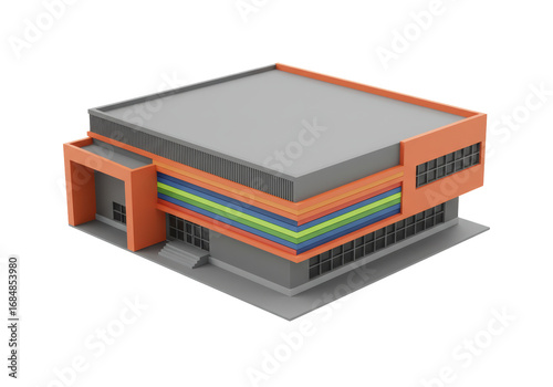 Wallpaper Mural Isolated Colorful architecture commercial building, modern urban design, exterior view Torontodigital.ca
