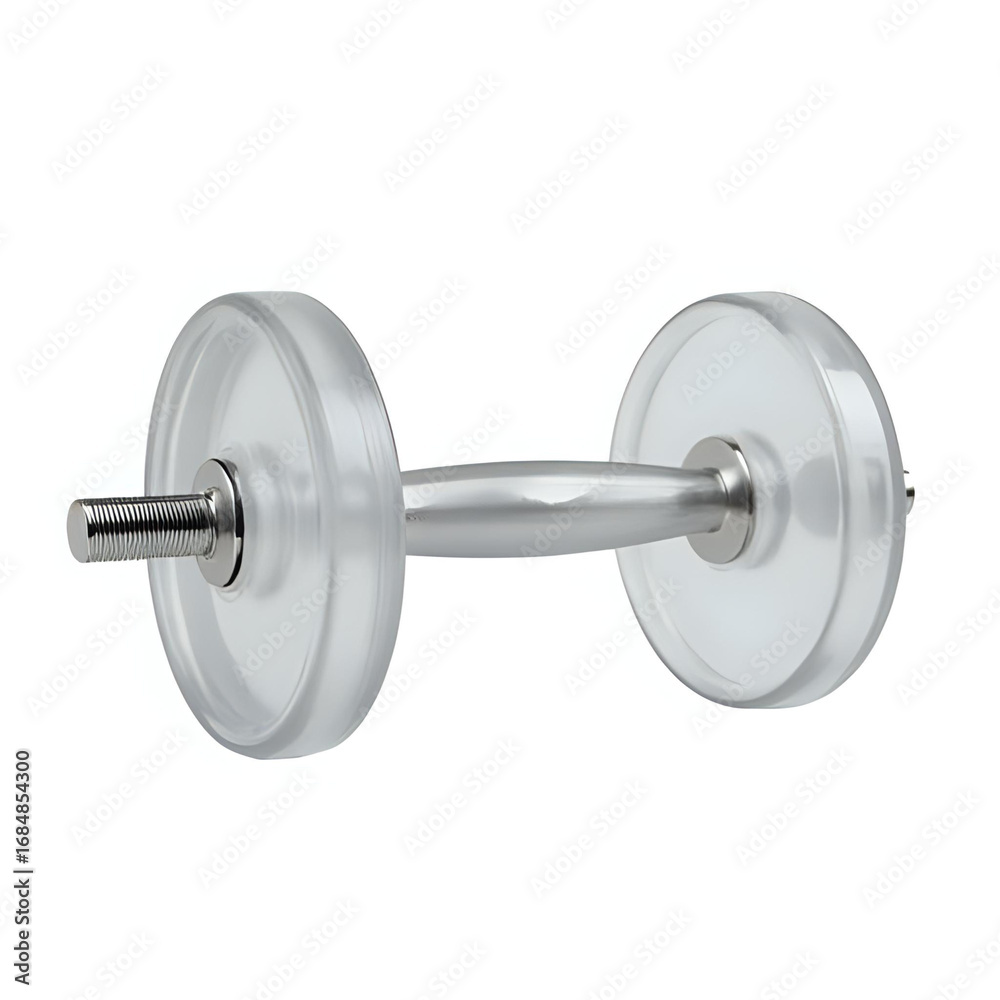 Naklejka premium Sleek and modern transparent dumbbell for stylish home workouts and light fitness training, isolated on a white studio background