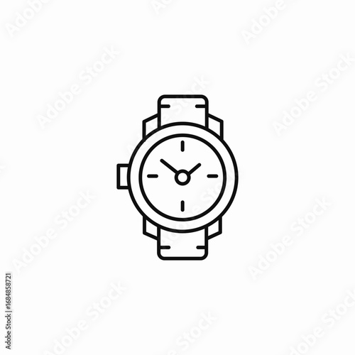 silver wrist watch icon sign vector