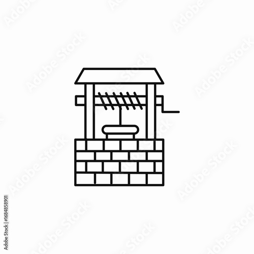 stone water well structure icon sign vector