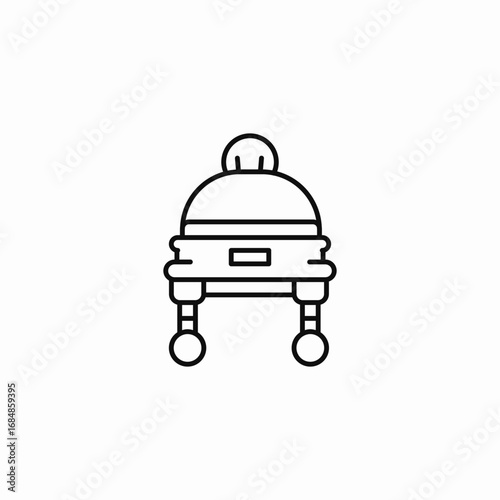 winter hat with pompom icon sign vector