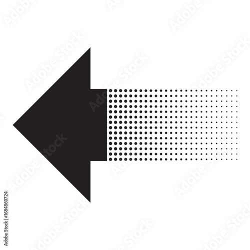 Halftone arrow icons. black  arrow pointing upward with dotted trail . Bold black arrow pointing upward with a dotted trail effect, symbolizing growth, progress, or upward movement.
