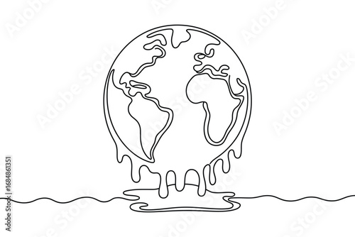Melting earth illustration symbolizing global warming and climate change