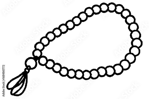 Prayer Beads Rosary Tasbih Line Art Icon – Religion and Meditation Symbol