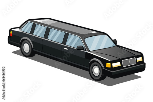 Isometric Black Limousine Outline Icon