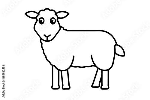 Standing Sheep or Lamb Outline Icon – Farm Animal, Wool, and Livestock Symbol