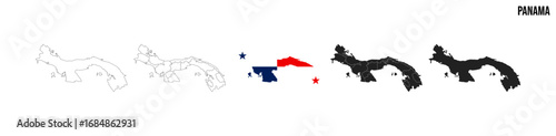 Panama map set. Vector EPS 10