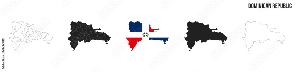Fototapeta premium Dominican Republic map set. Vector EPS 10