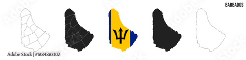Barbados map set. Vector EPS 10
