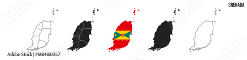 Grenada map set. Vector EPS 10