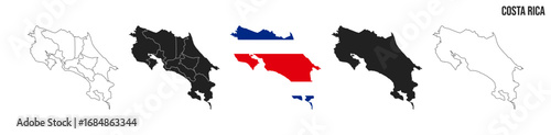 Costa Rica map set. Vector EPS 10