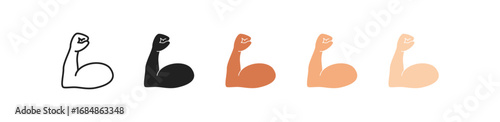 Strong hand, biceps icon set. Gym, training, fitness symbol. Vector EPS 10