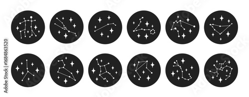 Zodiac constellations symbols set. Vector EPS 10