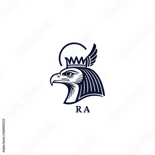 engraved illustration of Ra, the ancient Egyptian sun god vector template