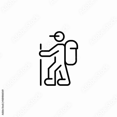 backpacking hiker traveler icon sign vector